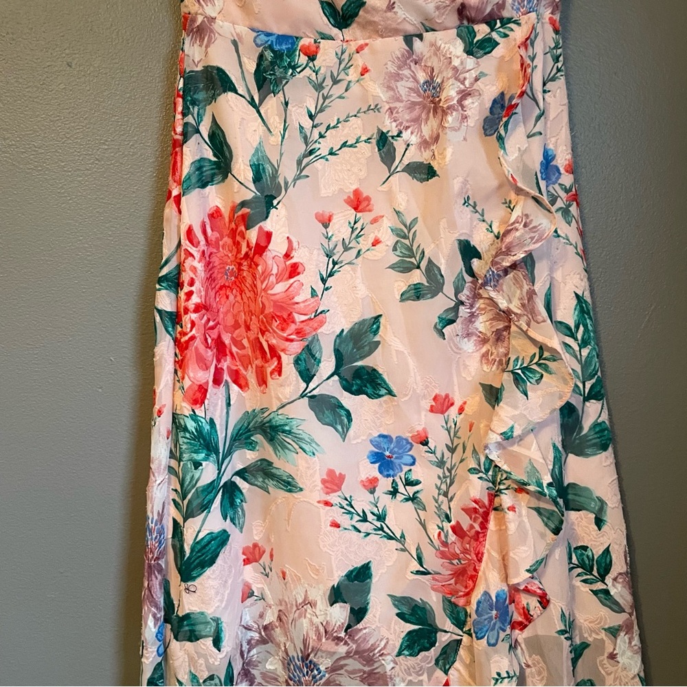 NWOT Kenzie Sz 0 Women’s Pink Floral Ruffle Midi Short Sleeve Dress Ret $149! - Picture 8 of 16